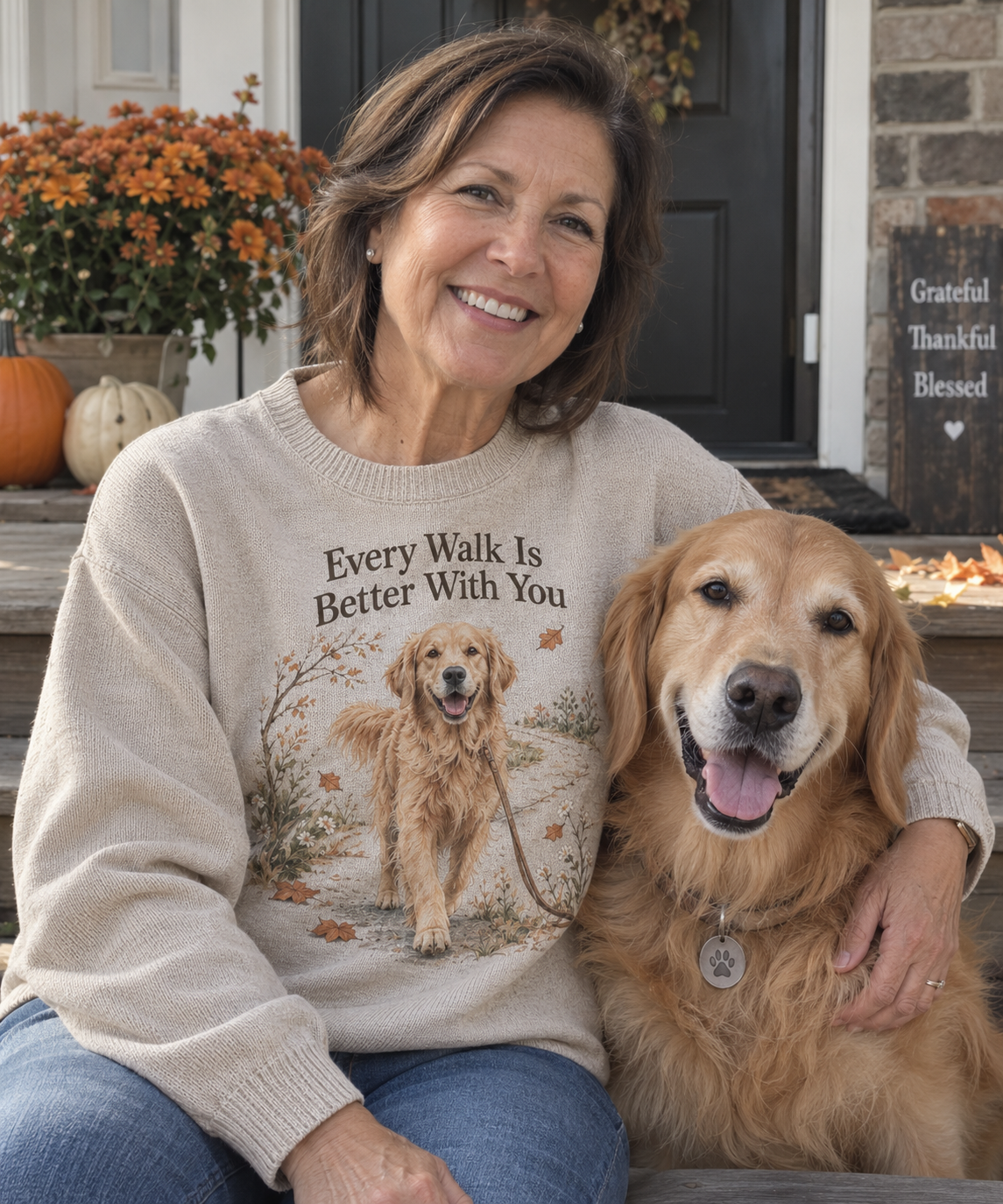 Every Walk Is Better With You Golden Retriever Sweater