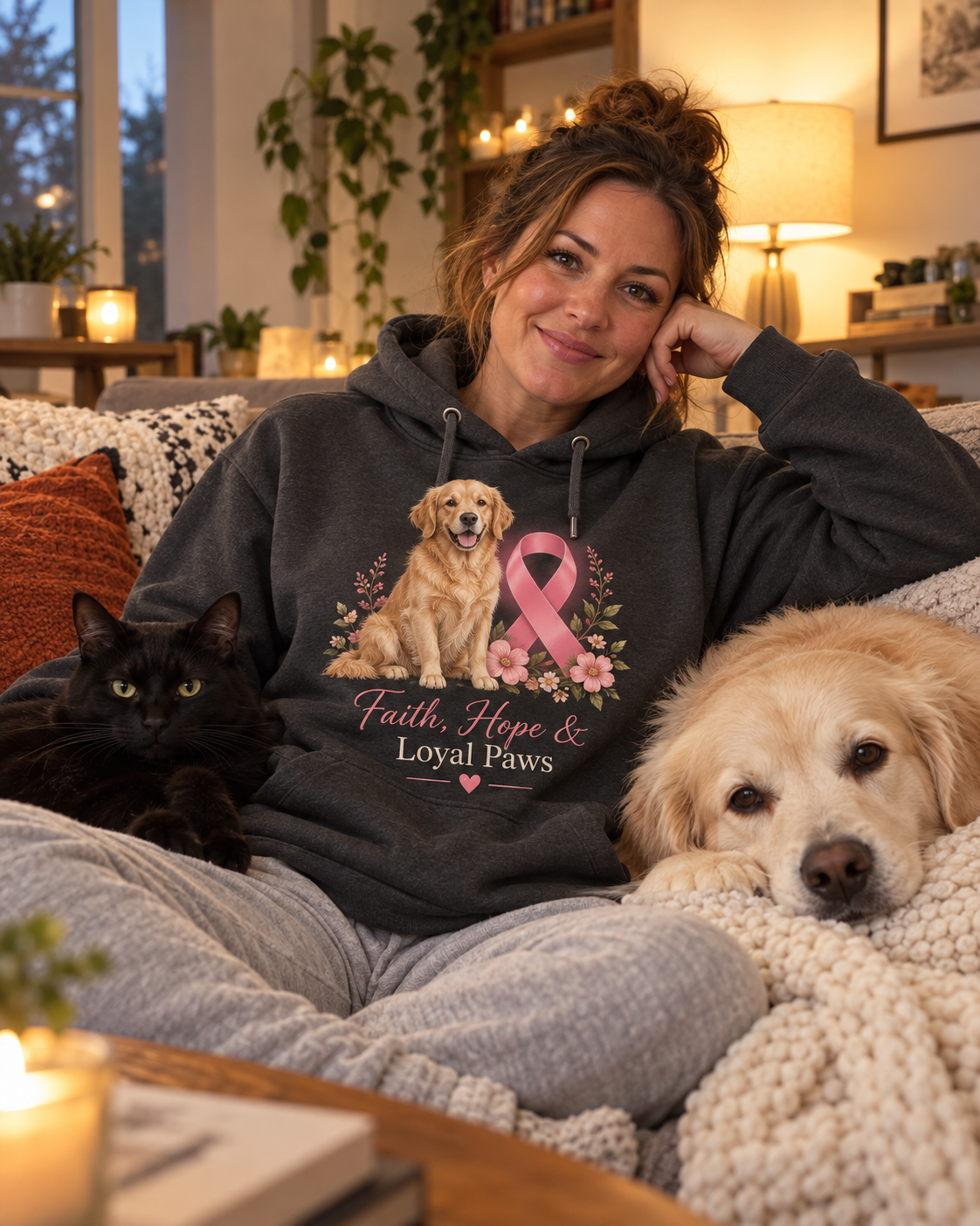 Faith Hope & Loyal Paws Breast Cancer Awareness Hoodie