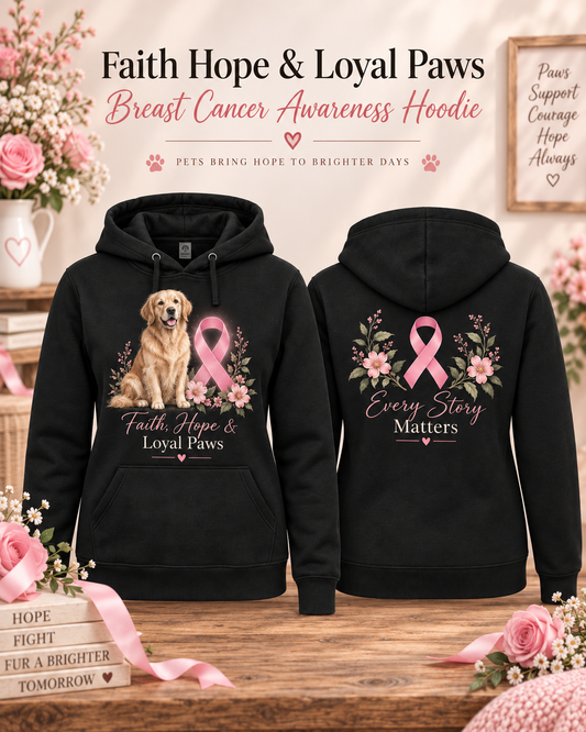 Faith Hope & Loyal Paws Breast Cancer Awareness Hoodie