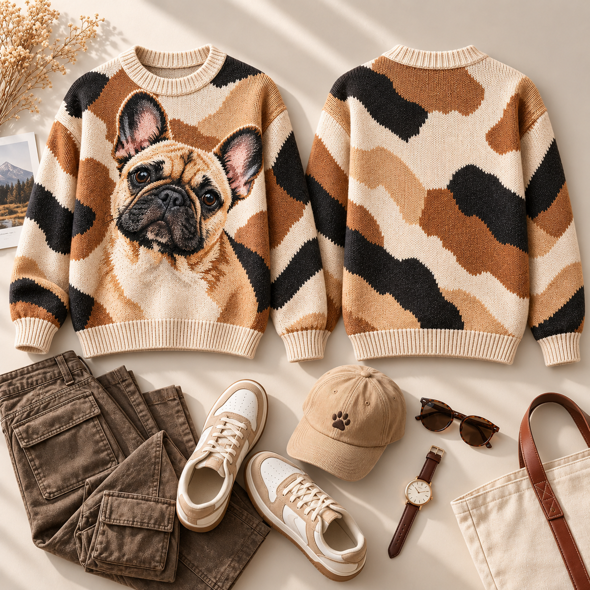 Dog Lover Wavy Striped Sweater