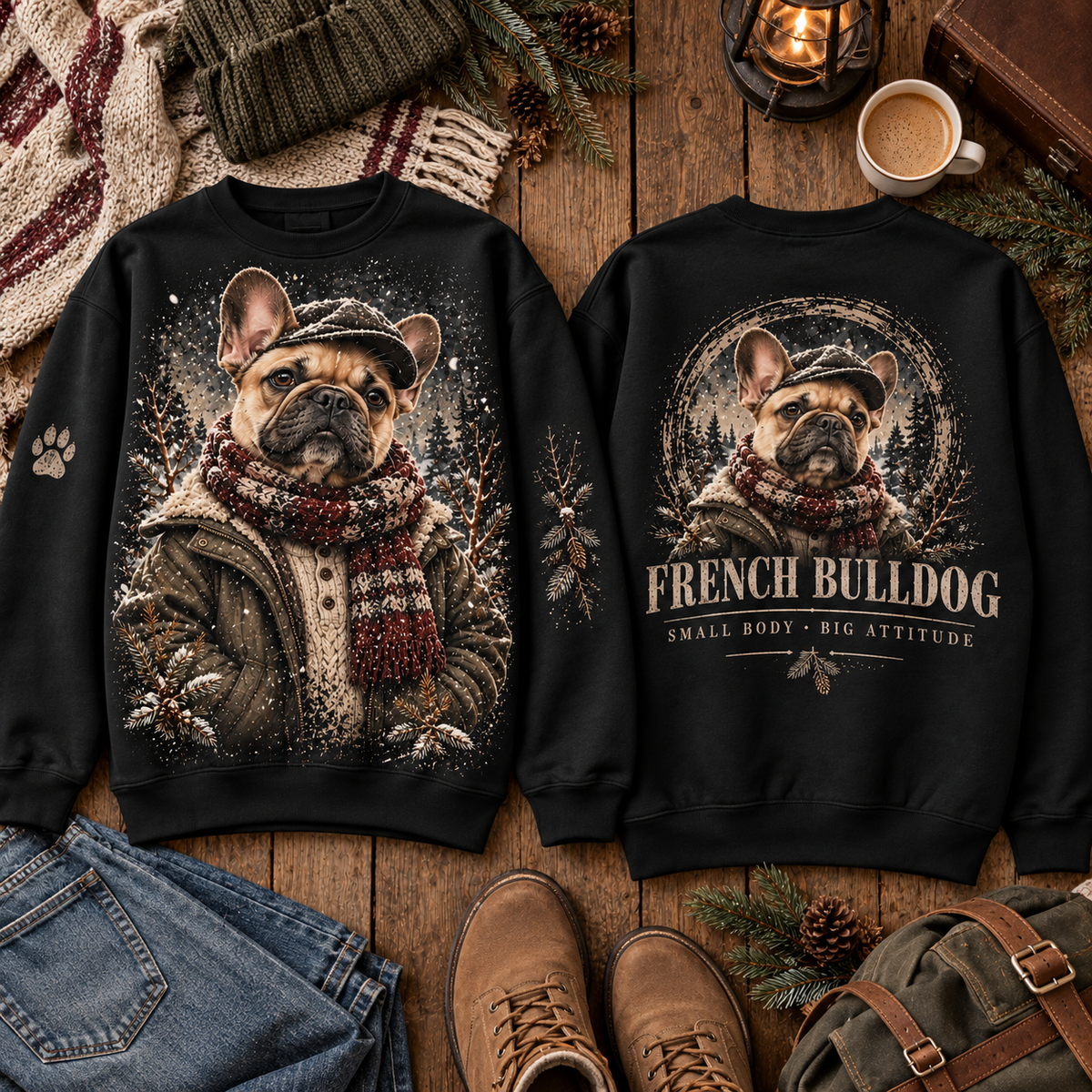 Winter Dog Lover Vintage Graphic Sweatshirt