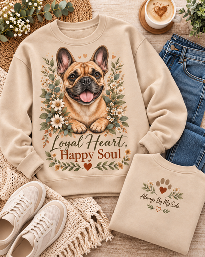 Loyal Heart Happy Soul Floral Dog Lover Sweatshirt – French Bulldog