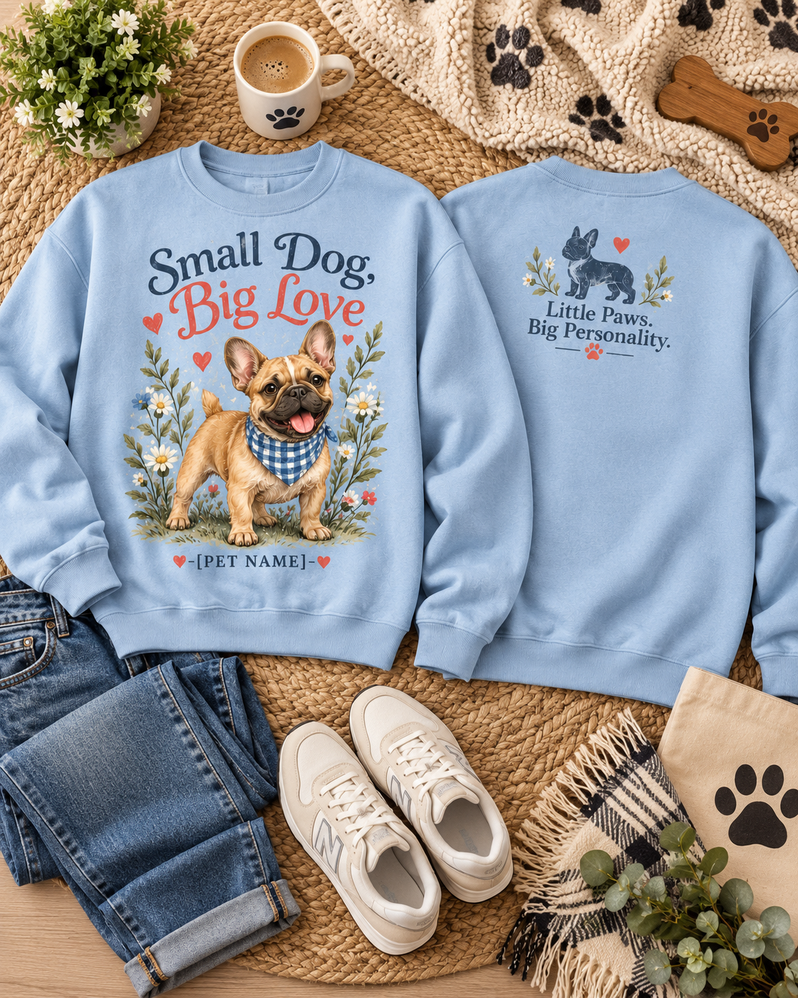 Personalized Small Dog Big Love Custom Pet Name Dog Lover Sweatshirt