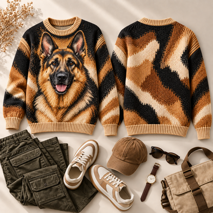 Dog Lover Wavy Striped Sweater