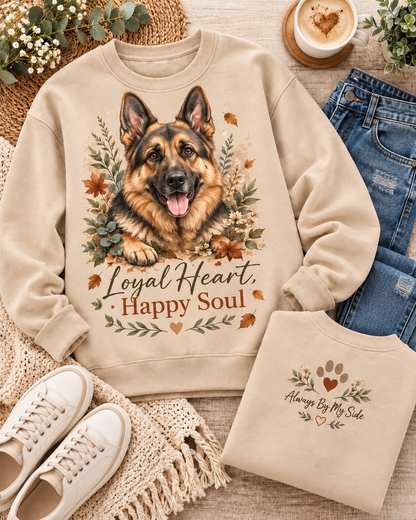 Loyal Heart Happy Soul Floral Dog Lover Sweatshirt – German Shepherd