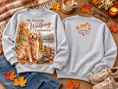 My Favorite Walking Companion Fall Dog Lover Autumn Walking Sweatshirt