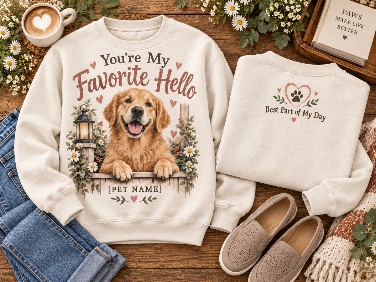 Personalized You're My Favorite Hello Custom Pet Name Dog Lover Sweatshirt