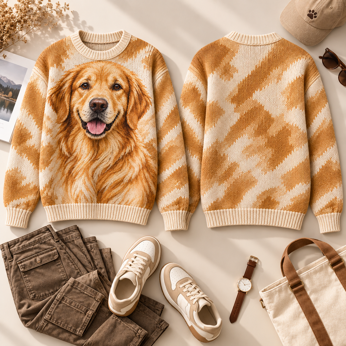Dog Lover Wavy Striped Sweater