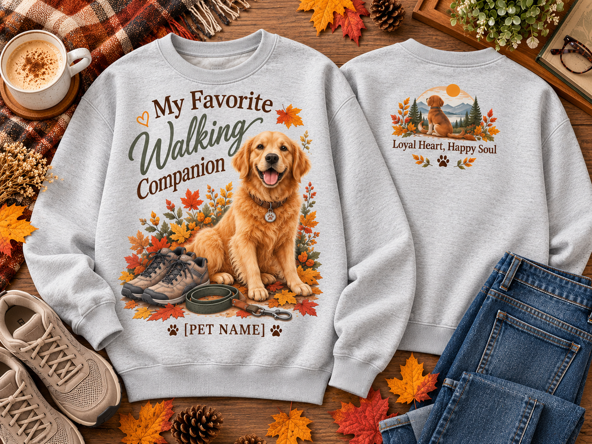 Personalized My Favorite Walking Companion Fall Dog Lover Sweatshirt
