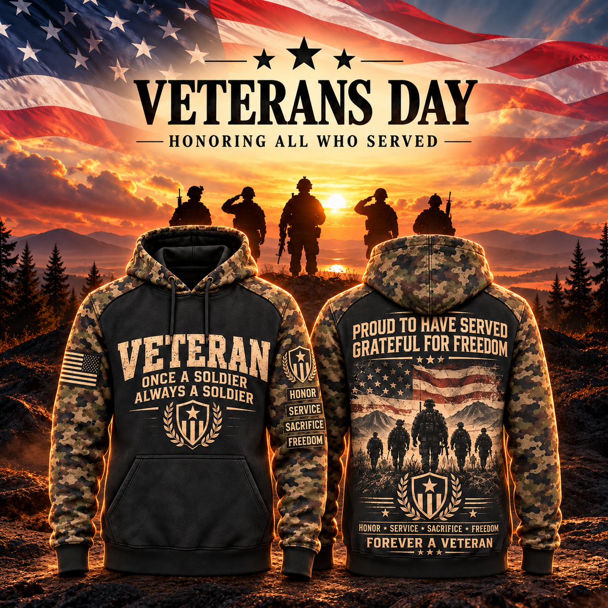 Veteran Forever Camo Sleeve Hoodie – Classic Edition – view 6