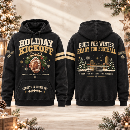 Holiday Kickoff Football Christmas Hoodie – Style 05: Green Bay Holiday Traditions