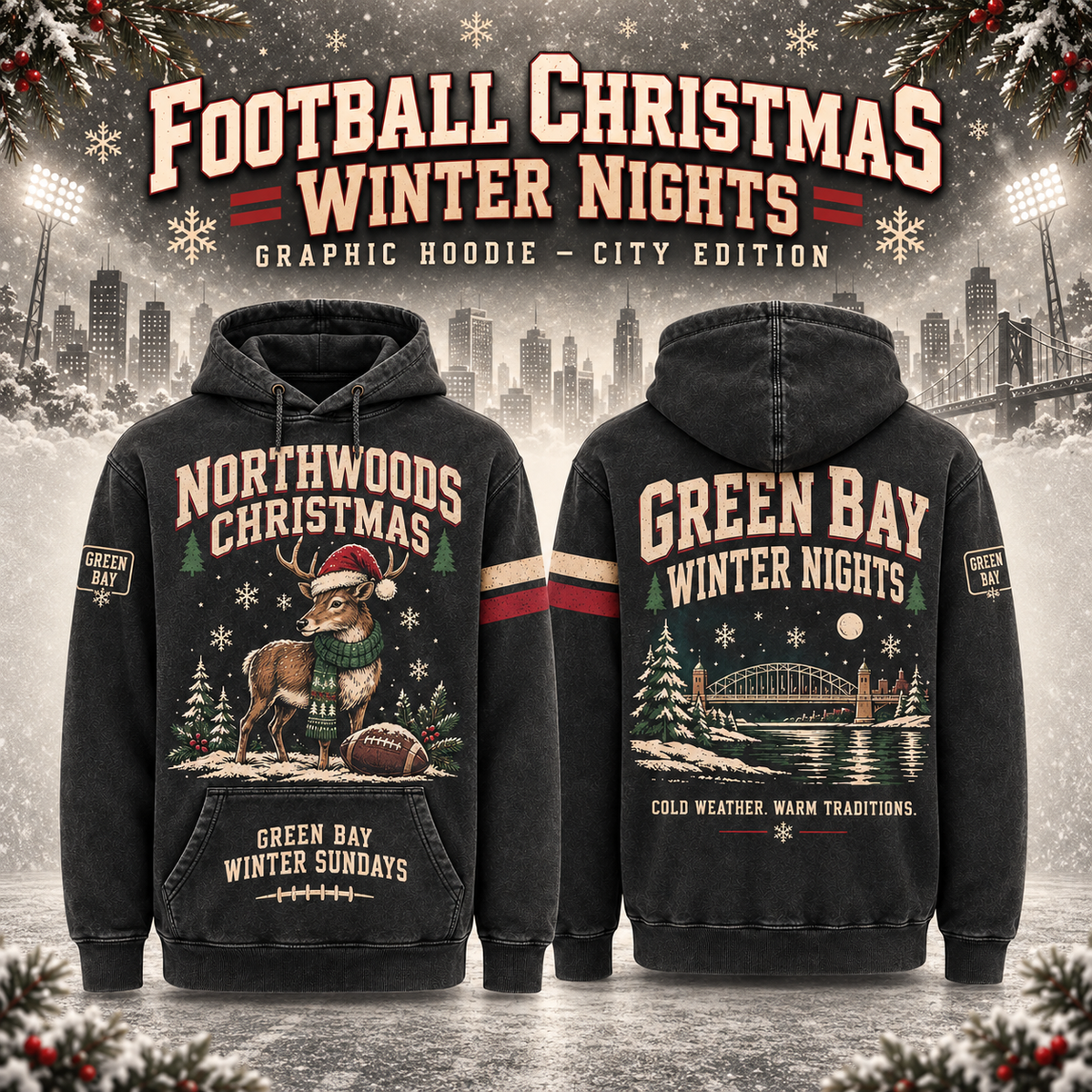 Football Christmas Winter Nights Graphic Hoodie – City Edition