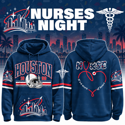 Nurses Night Football Team Spirit It’s a Work of Heart Hoodie