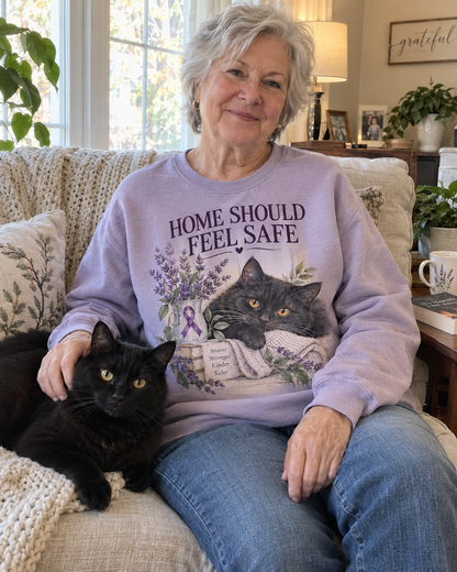 Home Should Feel Safe Cat Domestic Violence Awareness Sweatshirt