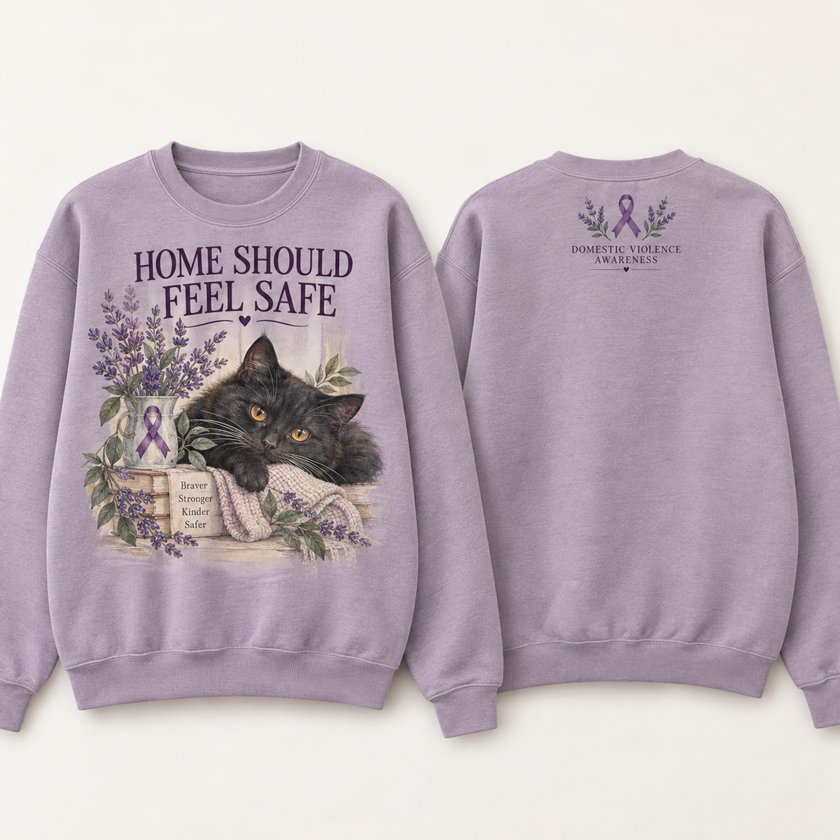 Home Should Feel Safe Cat Domestic Violence Awareness Sweatshirt
