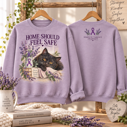Home Should Feel Safe Cat Domestic Violence Awareness Sweatshirt