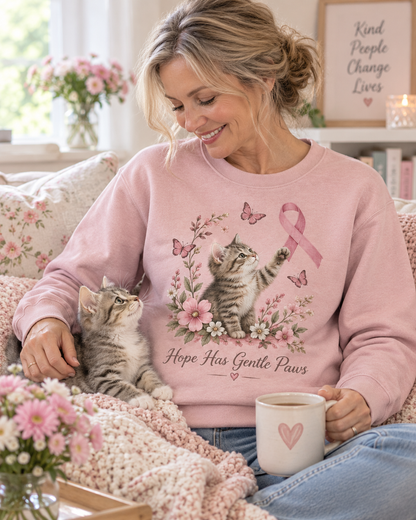 Hope Has Gentle Paws Breast Cancer Awareness Sweatshirt