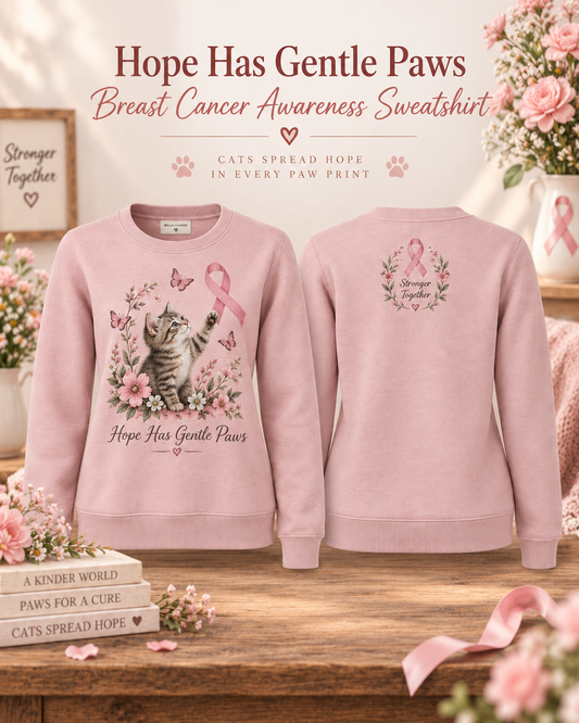 Hope Has Gentle Paws Breast Cancer Awareness Sweatshirt