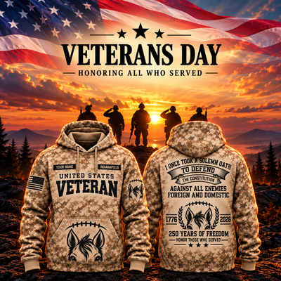 Horse Head 250 Years Camo Hoodie