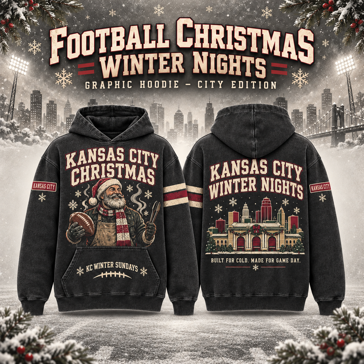 Football Christmas Winter Nights Graphic Hoodie – City Edition