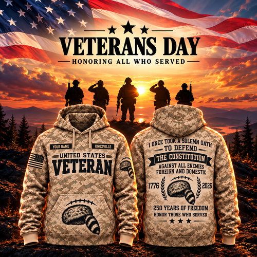 Knoxville College Football Veteran Apparel – Camo Veteran – Coonskin Cap