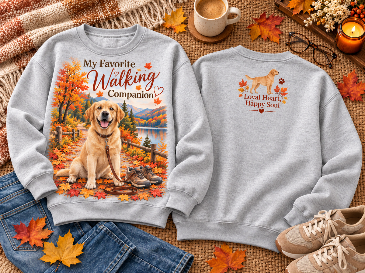 My Favorite Walking Companion Fall Dog Lover Autumn Walking Sweatshirt