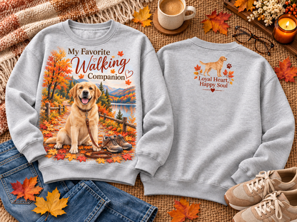 My Favorite Walking Companion Fall Dog Lover Autumn Walking Sweatshirt