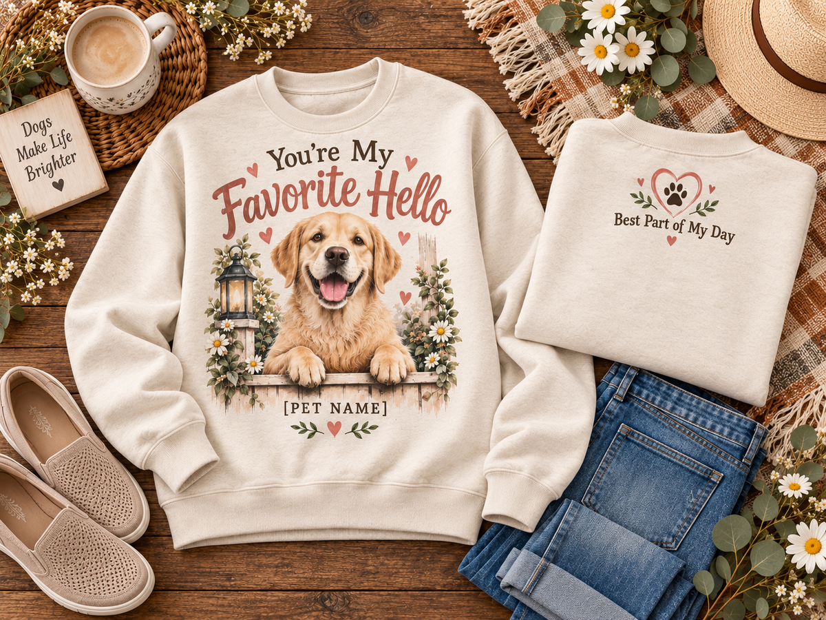 Personalized You're My Favorite Hello Custom Pet Name Dog Lover Sweatshirt