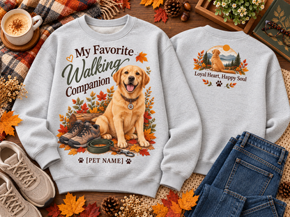 Personalized My Favorite Walking Companion Fall Dog Lover Sweatshirt