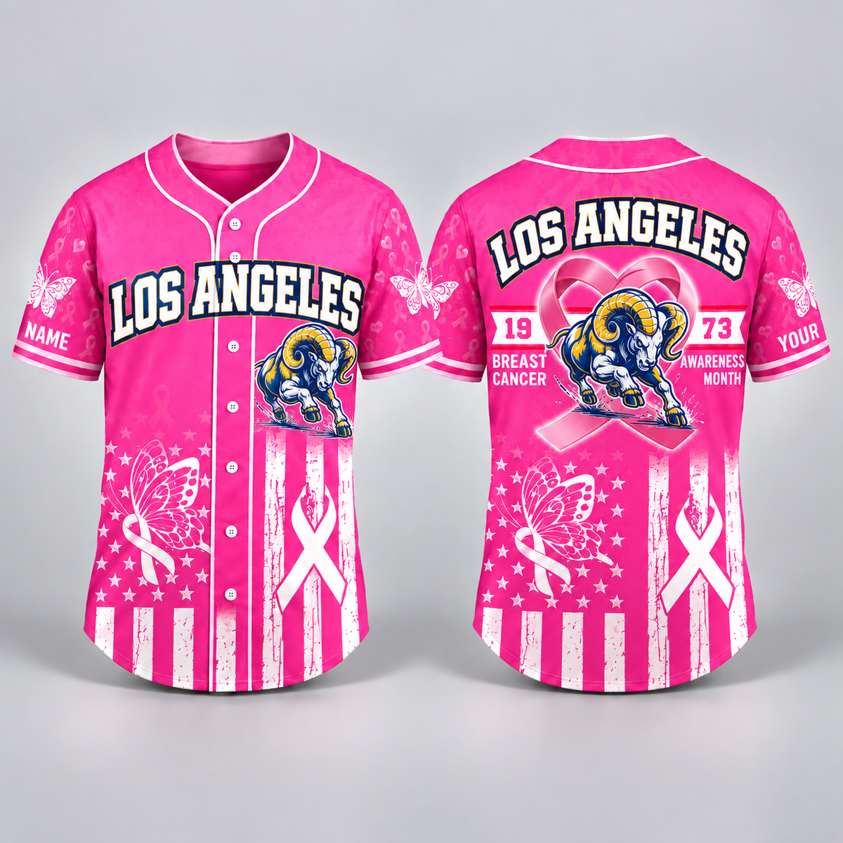 City Pride Pink Ribbon Breast Cancer Awareness Football Jersey