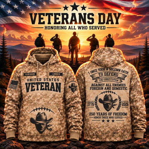Lubbock College Football Veteran Apparel – Camo Veteran – Cowboy