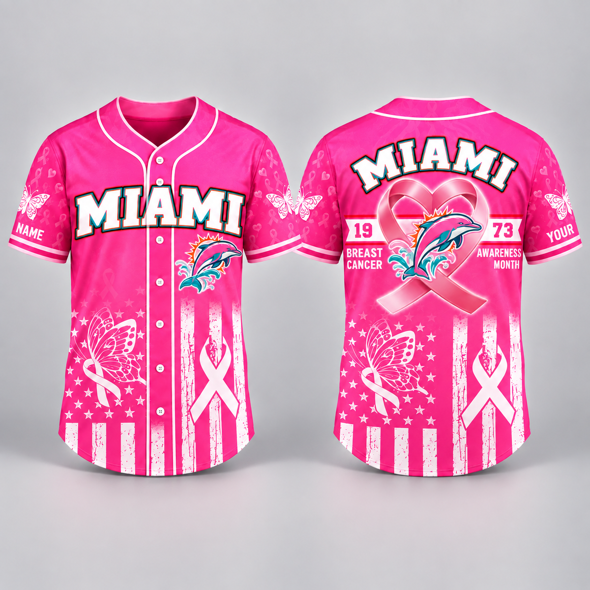 City Pride Pink Ribbon Breast Cancer Awareness Football Jersey