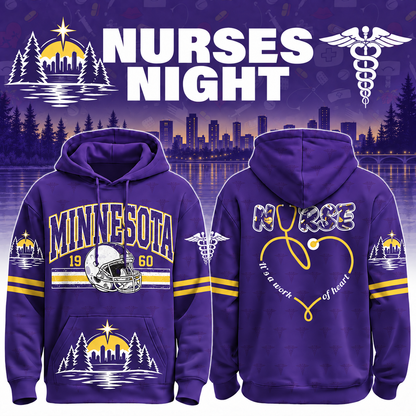 Nurses Night Football Team Spirit It’s a Work of Heart Hoodie