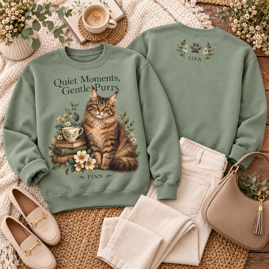 Personalized Quiet Moments Gentle Purrs Cat Lover Custom Pet Name Sweatshirt