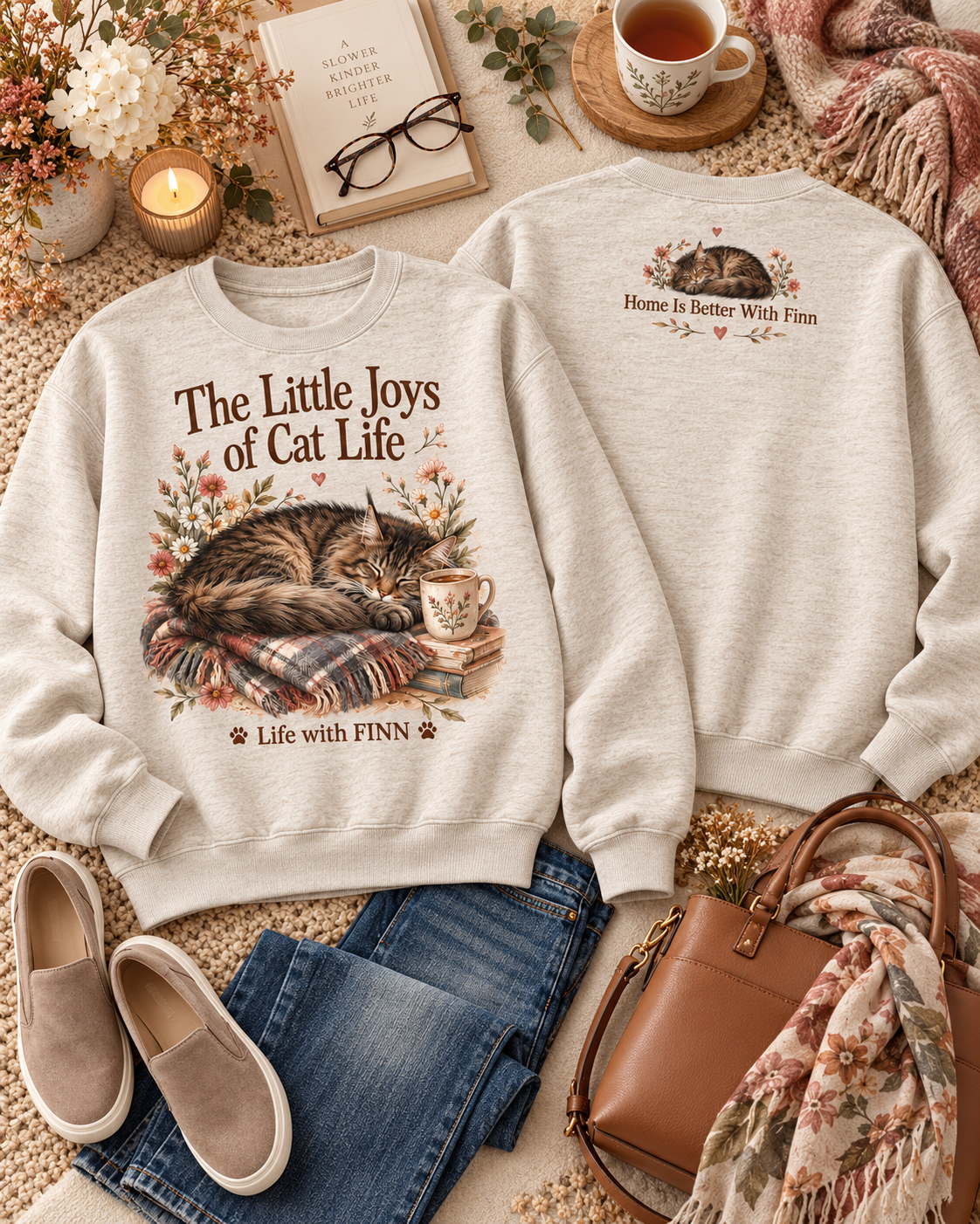 Personalized The Little Joys of Cat Life Custom Pet Name Cat Lover Sweatshirt