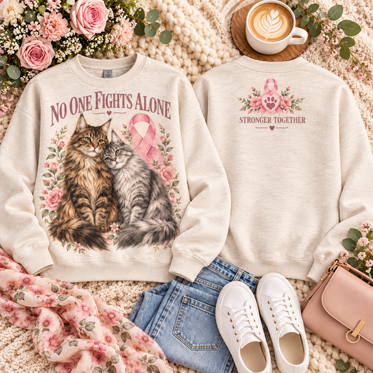Paws of Hope Cat Breast Cancer Awareness Support & Strength Sweatshirt