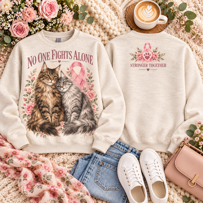 Paws of Hope Cat Breast Cancer Awareness Support & Strength Sweatshirt