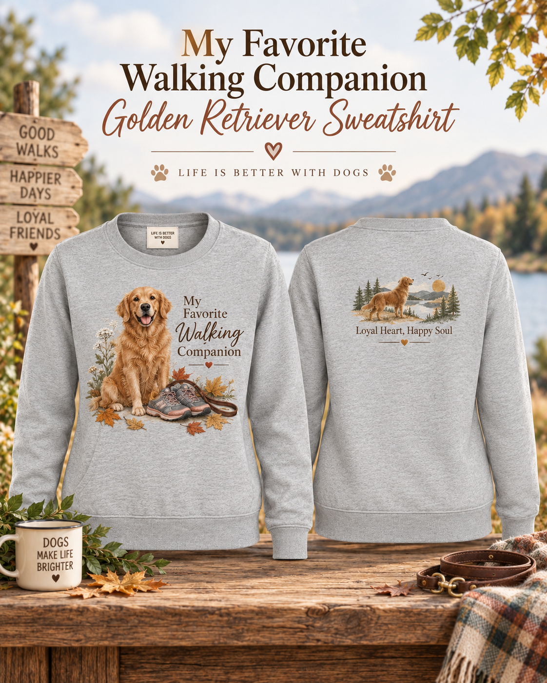 My Favorite Walking Companion Golden Retriever Sweatshirt