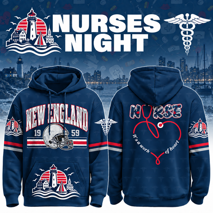 Nurses Night Football Team Spirit It’s a Work of Heart Hoodie