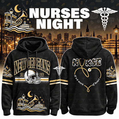 Nurses Night Football Team Spirit It’s a Work of Heart Hoodie