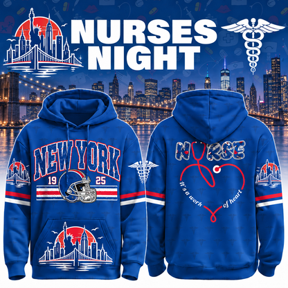 Nurses Night Football Team Spirit It’s a Work of Heart Hoodie