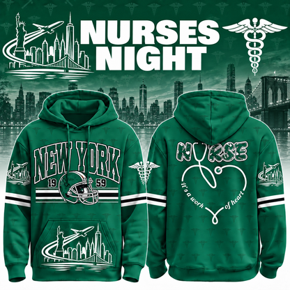Nurses Night Football Team Spirit It’s a Work of Heart Hoodie