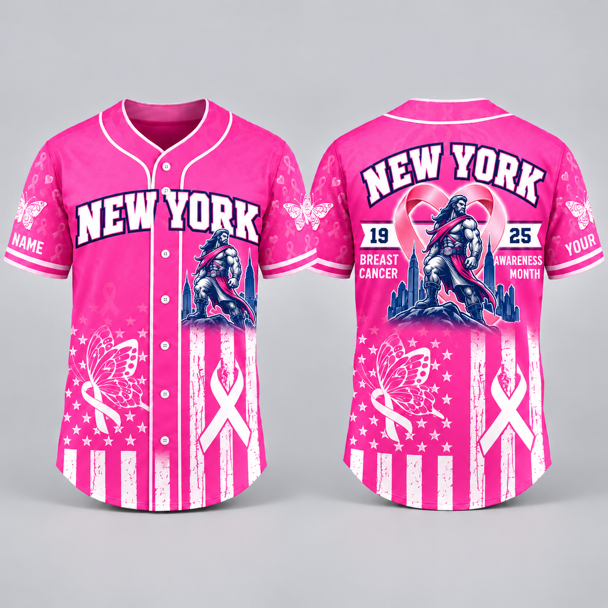 City Pride Pink Ribbon Breast Cancer Awareness Football Jersey