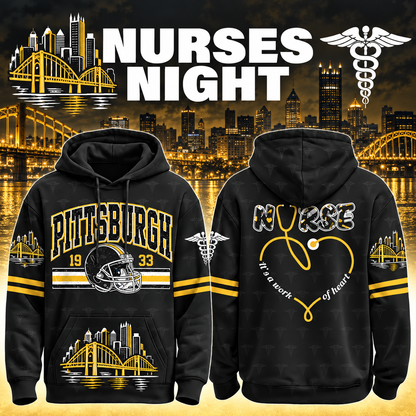 Nurses Night Football Team Spirit It’s a Work of Heart Hoodie