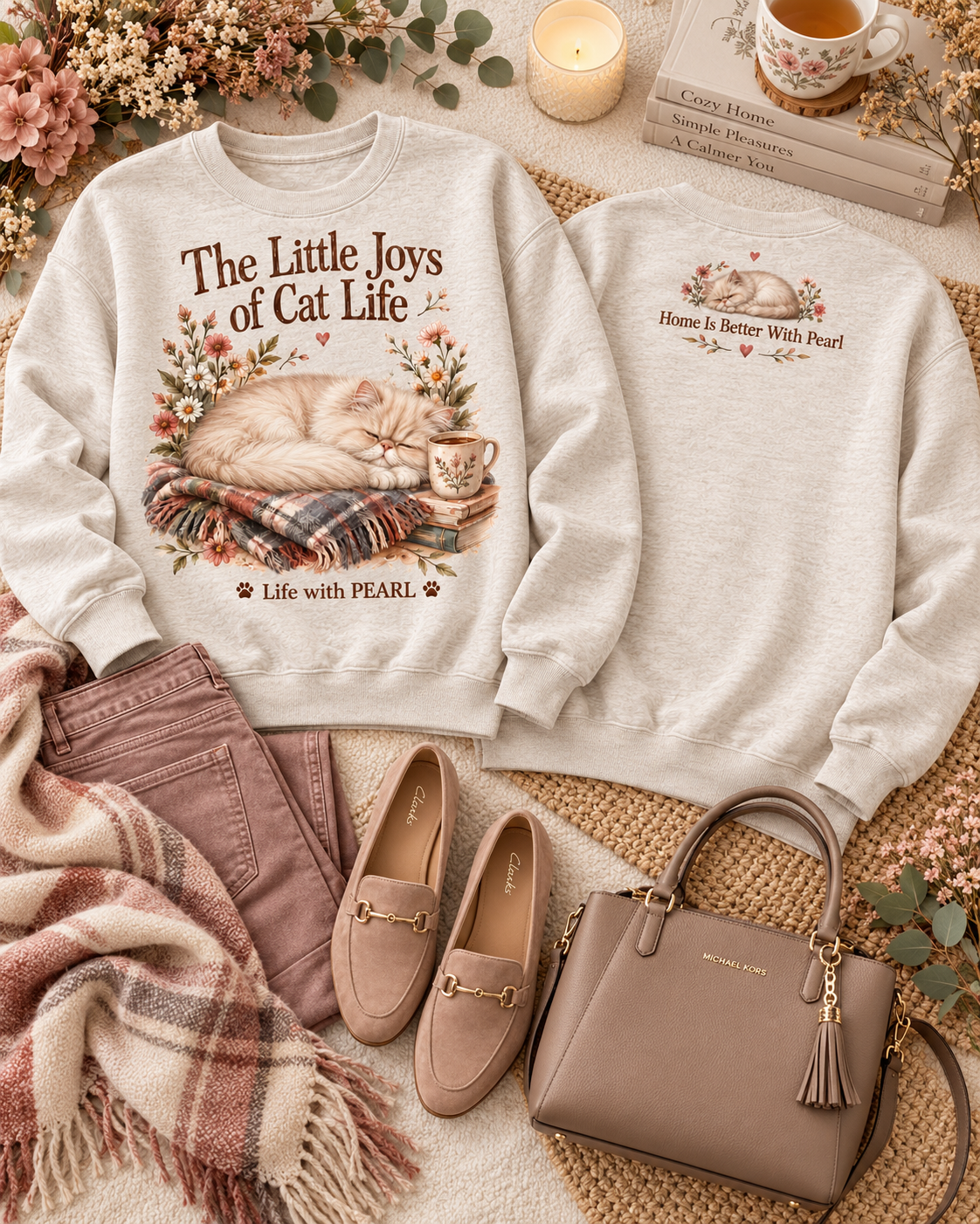 Personalized The Little Joys of Cat Life Custom Pet Name Cat Lover Sweatshirt