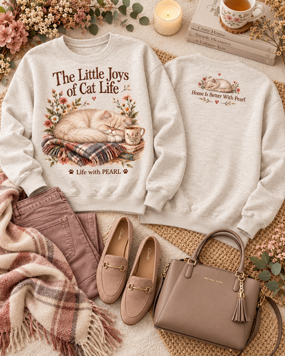 Personalized The Little Joys of Cat Life Custom Pet Name Cat Lover Sweatshirt