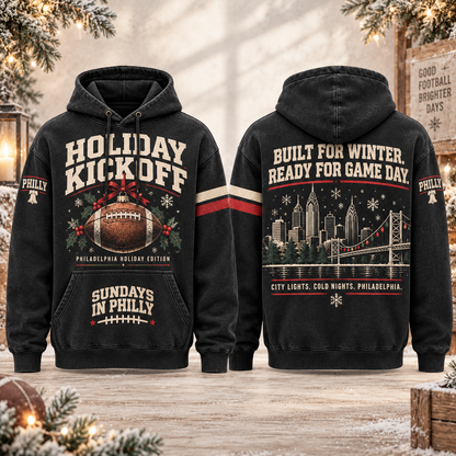 Holiday Kickoff Football Christmas Hoodie – Style 06: Philly Holiday Kickoff