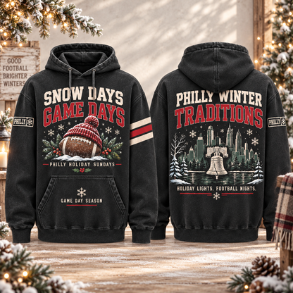 Snow Days Game Days Football Winter Hoodie – Style 02: Philadelphia – Philly Winter Traditions