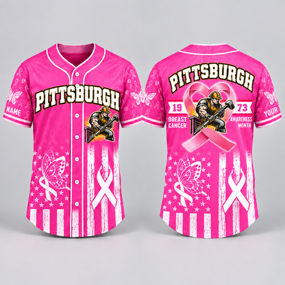 City Pride Pink Ribbon Breast Cancer Awareness Football Jersey