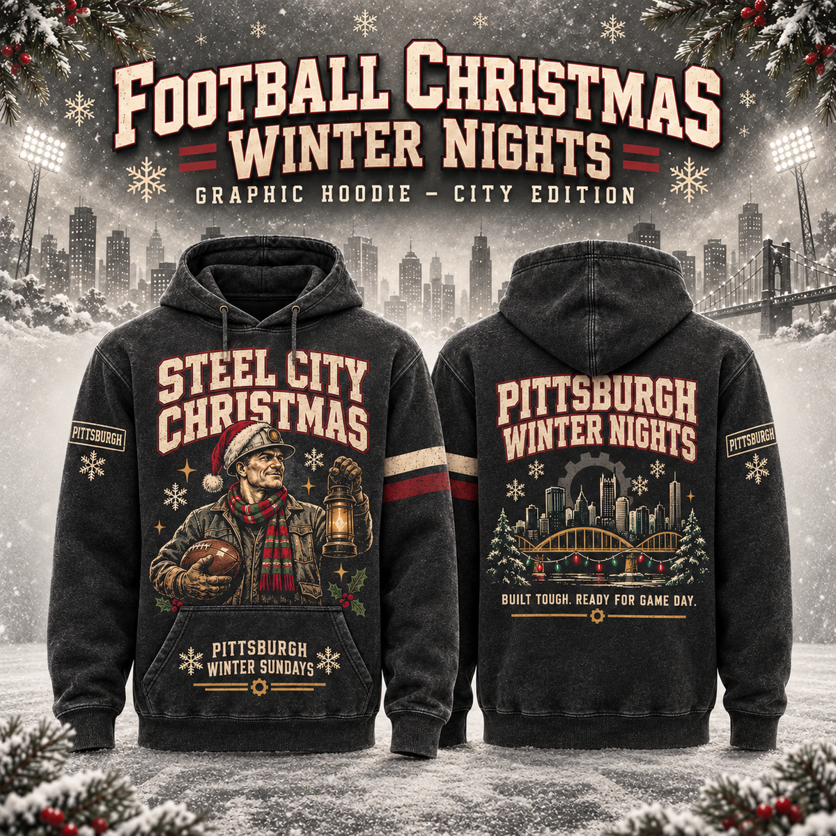 Football Christmas Winter Nights Graphic Hoodie – City Edition
